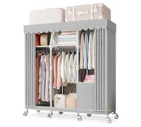 TCXSSL Armario rodante con ruedas para almacenamiento de ropa, armario organizador y almacenamiento portátil para colgar ropa, almacenamiento de gran capacidad para dormitorio y sala de estar (125 cm)