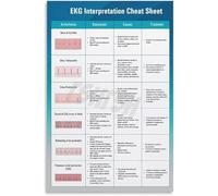 TCYNNQVD 12 Lead EKG Overview Poster Heart Electrical Activity For Assistant Training Health Science Classroom(Framed,08x12inch(20x30cm))