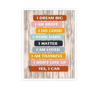 TCYNNQVD Colorful Canvas Wall-Art Dream Big Brave Quote Motivational Inspirational Print Affirmation For Teens Bedroom Decor(Framed,16x24inch(40x60cm))