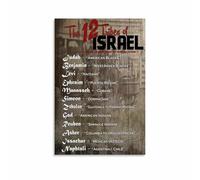 TCYNNQVD Education Poster: The 12 Tribes of Israel Genealogy Chart, Canvas Wall-Art for Classroom(Framed,12x18inch(30x45cm))