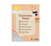TCYNNQVD Elementary School Rules Poster Rainbow Theme Honesty Canvas Painting for Classroom Decor(Framed,16x24inch(40x60cm))