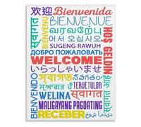 TCYNNQVD Hello Around The World Sign Multilingual Welcome Print For Language Classroom Living Room Bedroom Wall Hanging(Unframed,16x24inch(40x60cm))