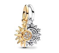 TCZNAF Charms El sol y la luna Brillantes Pulseras Abalorios Colgante de Cuentas Amar a la Familia Charms Mujer Mother's Day