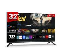 Td systems - smart tv 32 pulgadas. samsung tv tizen os 8.0. sintonizador triple (dvb-t2/c/s2). televisores con samsung smart tv gaming hub. televisión del 2026. compatible con prime video, netflix, mo