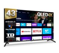 TD Systems - Smart TV 43 Pulgadas QLED 4K, Hey Google Chromecast Modelo 2024, Television TDT HD, Android 11, Televisor con 3 años de garantía - PRIME43C19GLQ