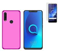 TD24H Funda para Alcatel 3X 2019/2020 (6.52) Rosa TPU Silicona + Protector Pantalla 9H