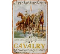 TDAMZPC Letrero de metal vintage de guerra con texto en inglés "The horse is man's noblest companion - join the caballalry and have a courageous friend". Divertido letrero de estaño para bar, pub,