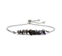 TDCHNDRO Pulsera de Piedra Natural cruda - Pulsera de Cristal Natural Pulsera de Anillo Hecha a Mano con Cuentas de Grava Pulsera Ajustable de Cadena de Acero Inoxidable(Grey Agate Steel Color)
