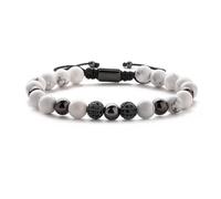 TDCHNDRO Pulsera de Piedra Natural en Bruto: microcircón, Oro, Diamante, Cuentas de Cobre, Trenzada a Mano, retráctil, con Cuentas de Ojo de Tigre.(White Pine+Diamond Ball)