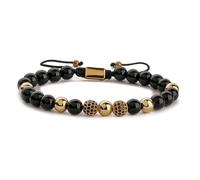 TDCHNDRO Pulsera de Piedra Natural en Bruto: microcircón, Oro, Diamante, Cuentas de Cobre, Trenzada a Mano, retráctil, con Cuentas de Ojo de Tigre.(Bright Stone)