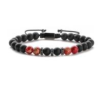 TDCHNDRO Pulsera de Piedra Natural en Bruto: microcircón, Oro, Diamante, Cuentas de Cobre, Trenzada a Mano, retráctil, con Cuentas de Ojo de Tigre.(Black Matte+Red Emperor)