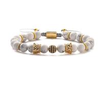 TDCHNDRO Pulsera de Piedra Natural en Bruto: microcircón, Oro, Diamante, Cuentas de Cobre, Trenzada a Mano, retráctil, con Cuentas de Ojo de Tigre.(White Pine)