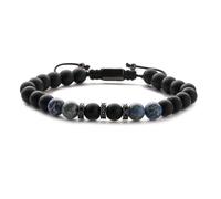 TDCHNDRO Pulsera de Piedra Natural en Bruto: microcircón, Oro, Diamante, Cuentas de Cobre, Trenzada a Mano, retráctil, con Cuentas de Ojo de Tigre.(Black Matte+Blue Emperor)