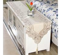 TDCuizent 1 camino de mesa bordado para decoración del hogar, mantel de gasa de encaje floral, tela jacquard de poliéster translúcido para mesa de comedor, boda, fiesta, vacaciones (40 x 196 cm 2#)