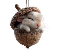 TDCuizent Adornos de animales de bellota para árboles de Navidad | Decoración de vida silvestre de cono de pino plano 2D | Juego de decoración rústica con lazo para colgar, tema acrílico gris (conejo)