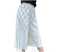TDCuizent Cadena de cintura con borlas de algodón bohemio para mujer | Cinturón de flecos tejido a mano para festivales de verano, playa, baile, accesorios étnicos ajustables para cadera