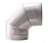 TDCuizent Conector de chimenea de acero inoxidable con codo de 90 grados resistente al calor para estufa de leña, color negro, varios tamaños (plata, 200 mm)