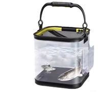 TDCuizent Cubo de agua plegable para pesca, tanque de cebo vivo plegable portátil con cuerda de 5 m, soporte transparente de PVC grueso para mar, río, lago, camping, deportes (D)
