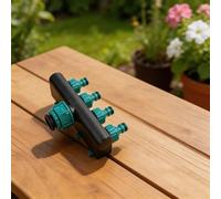 TDCuizent Divisor de manguera de agua de 4 vías con válvulas de cierre individuales, adaptador de grifo de jardín a prueba de fugas para riego eficiente cuidado del césped y plantas en maceta