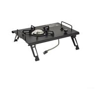 TDCuizent Estufa plegable portátil de 4000 W de acero inoxidable para camping, utensilios de cocina con patas ajustables para senderismo, RV, cocina, quemador de llama azul (negro)