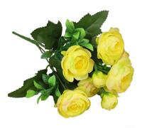TDCuizent Flor de camelia de seda artificial de una sola rama con 6 flores grandes y 3 pequeñas, flores falsas realistas para el hogar, boda, fiesta, sesiones de fotos, tallo de alambre resistente