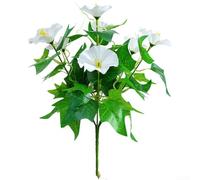 TDCuizent Flores artificiales de gloria de la mañana, vides falsas de seda con hojas de polietileno, tallos flexibles para boda, hogar, jardín, fiesta, decoración de centros de mesa (7 flores blancas)