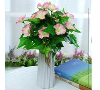 TDCuizent Flores artificiales de gloria de la mañana, vides falsas de seda con hojas de polietileno, tallos flexibles para boda, hogar, jardín, fiesta, decoración de centros de mesa (14 flores rosas)