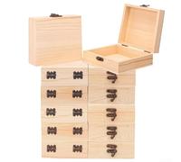 TDCuizent Joyero de madera maciza con sello antiguo, caja de almacenamiento cuadrada abatible para anillos y objetos de valor, organizador de madera de pino pintable para decoración del hogar y la
