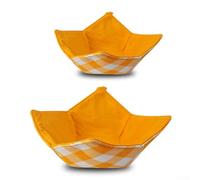 TDCuizent Juego de 2 soportes aislados para cuencos de microondas para platos calientes y alfombrillas antideslizantes de poliéster acogedor con cuadros para uso en cocina (naranja)