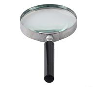 TDCuizent Lupa de mano de aumento 5X con mango de metal, lente de vidrio óptico grande para lectura, sellos de inspección, sellos distintivos, diseño compacto y ligero para uso en casa, oficina