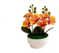 TDCuizent Orquídea artificial Phalaenopsis en maceta, flores falsas realistas en maceta para decoración del hogar, centro de mesa de boda, oficina, escritorio, estante de exhibición, arreglo de bonsái