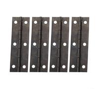 TDCuizent Paquete de 4 bisagras de puerta de armario de 180 grados, 75 x 23 mm, bisagra plegable fija de hierro negro con 6 agujeros para joyeros, cofres de madera, maletas, armarios y