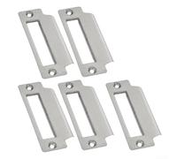 TDCuizent Paquete de 5 cerraduras de puerta de acero inoxidable con placa de golpe de seguridad mejorada de metal cepillado con acabado plateado, 100 x 30 mm, piezas de marco de reparación de ajuste