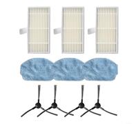TDCuizent Piezas de repuesto para aspiradora Nedis WIFIVCB0 - Filtros de cepillo lateral y almohadillas de fregona para limpieza del hogar 3 filtros + 3 paños de fregona + 4 cepillos laterales