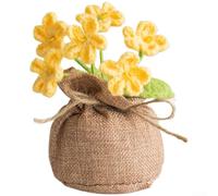 TDCuizent Planta tejida a mano Forget Me Not Dried en maceta, decoración floral artificial de punto para el hogar, estante de escritorio, oficina, estrellada natural de larga duración para profesores