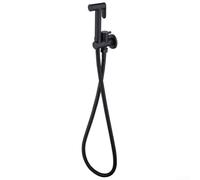 TDCuizent Pulverizador de bidé de mano montado en la pared para inodoro Kit de pulverización de acero inoxidable Manguera de 1.5M Negro mate Acabado plateado Limpieza de alta presión Juego ajustable