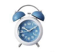 TDCuizent Reloj despertador de metal vintage de doble campana con sonido de timbre fuerte y luz nocturna, diseño silencioso sin tictac para dormitorio u oficina en casa, estilo retro clásico (azul)