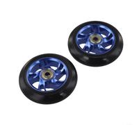 TDCuizent Ruedas para patinete Pro Stunt de 100 mm, buje de aleación de aluminio con rodamientos, piezas de repuesto de poliuretano de alta elasticidad, color azul, paquete de 2 unidades de núcleo de