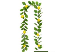 TDCuizent Tiras artificiales de ratán de limón de 180 cm, guirnalda de frutas artificiales de vid amarilla y verde para decoración del hogar, boda, fiesta, centro de mesa, decoración colgante de pared