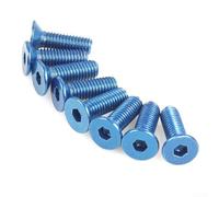 TDCuizent Tornillos de volante de acero inoxidable M5 x 0.8, sujetadores de cabeza plana y redonda para modificación de carreras de automóviles, acabado azul celeste horneado para interiores