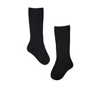 TDEOK Bebé Niña Calcetines Medios, 1 Paquete, Lazo, Acanalado, Medias Largas, Calcetines con Volantes, Leggings Escolares Calcetines Chicos Sin Costura, Negro , M Toddler