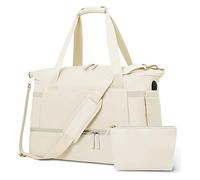 TDEOK Bolsa de deporte para mujer, 37 l, bolsa de viaje deportiva con puerto de carga USB, bolsa de noche, calendario de Adviento, bolsas de llenado, beige, talla única