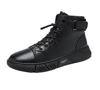 TDEOK Botas cortas de piel sintética para hombre, forradas cálidas, impermeables, térmicas, tallas grandes, con cordones, gruesas, de felpa, botas de invierno, cómodas, de invierno, trekking, a, 42 EU