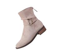 TDEOK Botas cortas para mujer elegantes con tacón corto, botines de ante para mujer, botas chelsea, botas cómodas, botas occidentales con hebillas, botas de tobillo de moda botas de equitación retro