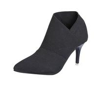 TDEOK Botas cortas para mujer forradas elegantes con tacón fino, botines para mujer Vintage puntiagudo Chelsea Botas de moda de ante occidental Botas de ocio Botas clásicas cómodas Botas de equitación