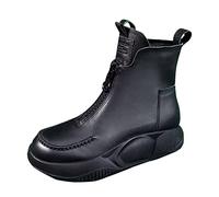 TDEOK Botas de mujer vintage con cremallera, botas cortas antideslizantes, impermeables de invierno, botas de mujer con hallux valgus, suela gruesa, botas informales para exteriores, Negro , 40 EU