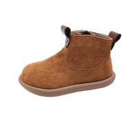 TDEOK Boys Toddler Little Kid Warm Furry Winter Ankle Flat Snow Boot Snowproof Solid Color Boots Rubber Sole For Every Cold Day Zapatos marrones Talla 26, marrón, 25.5 EU