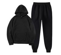 TDEOK Conjunto de chándal para hombre de 2 piezas con bolsillos, sudaderas con capucha de algodón y pantalones, chándal holgado deportivo básico, chándal de ocio, ropa deportiva ligera y casual para