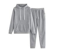 TDEOK Conjunto de entrenamiento para mujer de tallas grandes, chándal de algodón para invierno, segunda pieza deportiva, chándal de manga larga, sudadera con capucha, pantalón deportivo, traje de casa