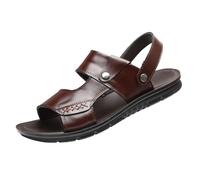 TDEOK Sandalias grandes para hombre de piel de vaca zapatos casuales de playa suela gruesa sandalias medianas zapatillas zapatillas de hombre zapatos de hombre 46 zapatillas, marrón, 41 EU